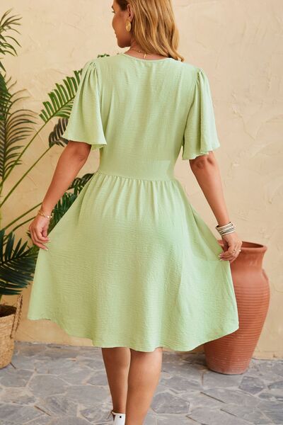 Ruched Surplice Short Sleeve Dress - AllIn Computer