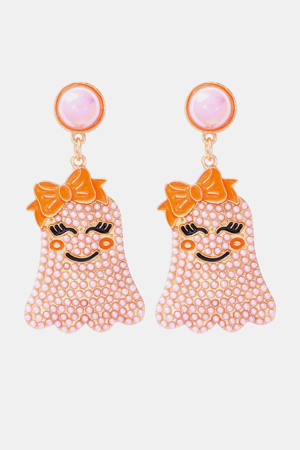 Smiling Ghost Shape Synthetic Pearl Earrings - AllIn Computer