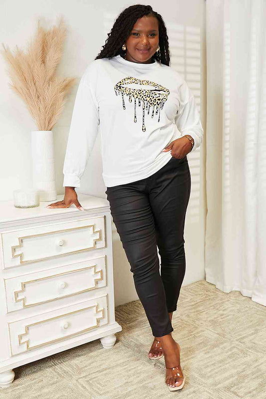 Simply Love Graphic Dropped Shoulder Round Neck Sweatshirt - AllIn Computer