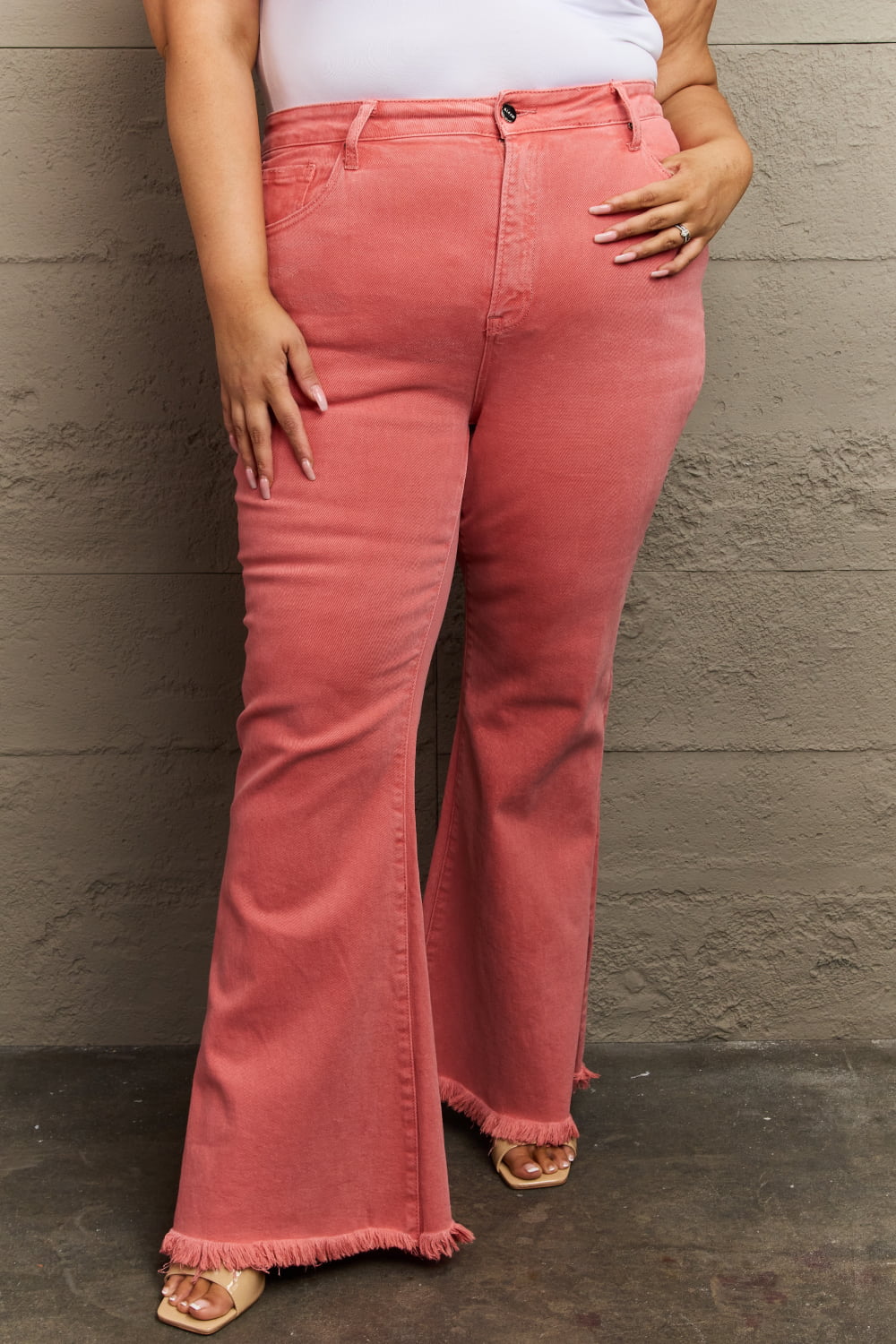 RISEN Bailey Full Size High Waist Side Slit Flare Jeans - AllIn Computer