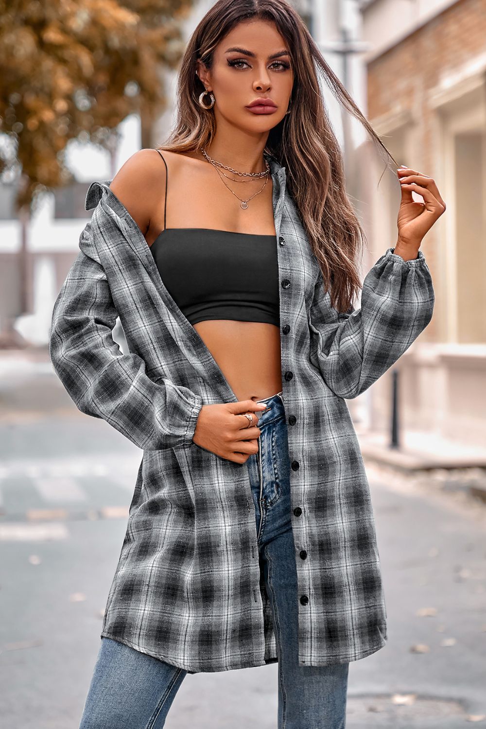 Plaid Tie Front Mini Shirt Dress - AllIn Computer