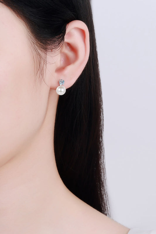 Moissanite Pearl Stud Earrings - AllIn Computer