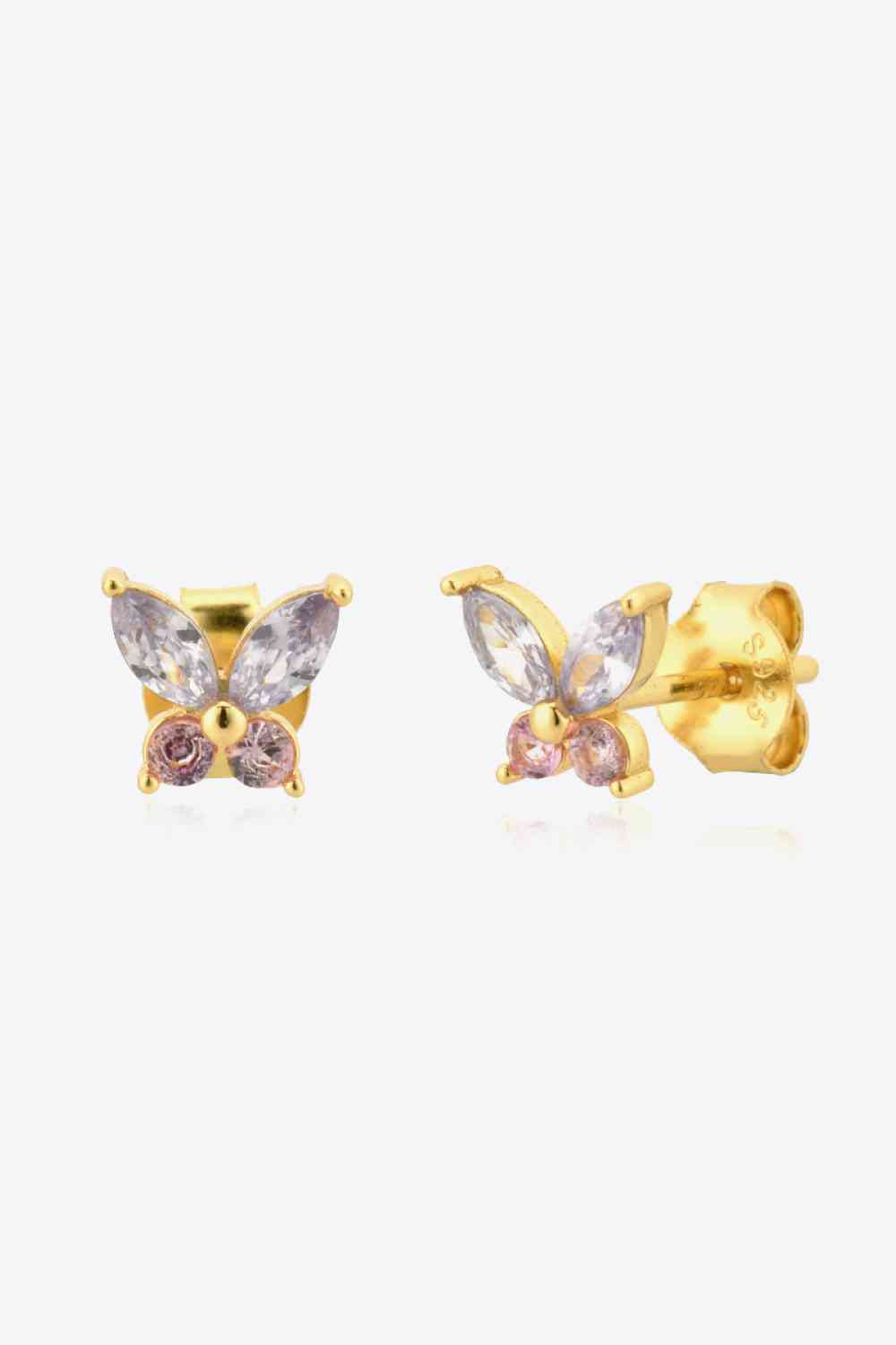 Inlaid Zircon Butterfly-Shaped Stud Earrings - AllIn Computer