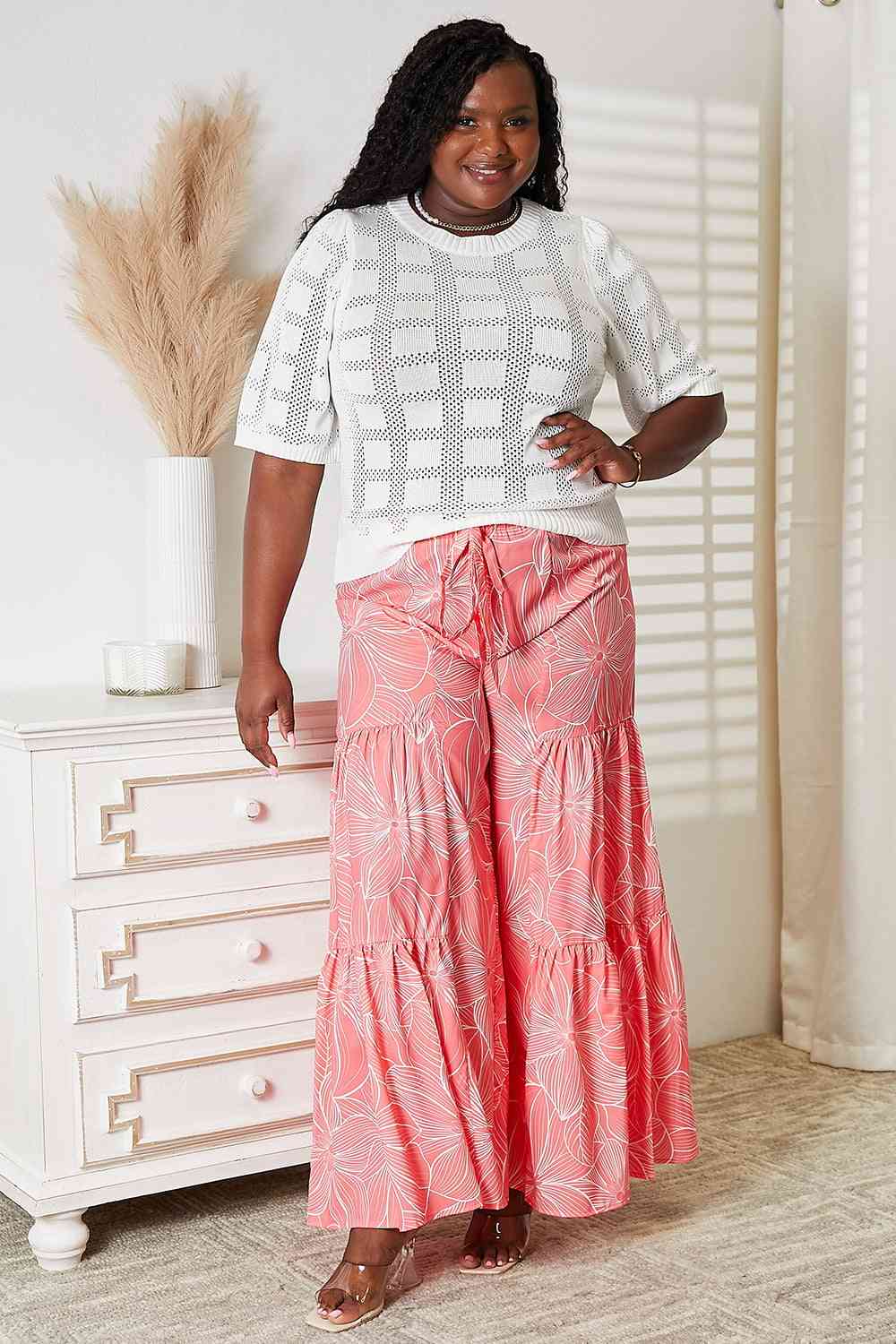 Double Take Ribbed Trim Round Neck Knit Top - AllIn Computer