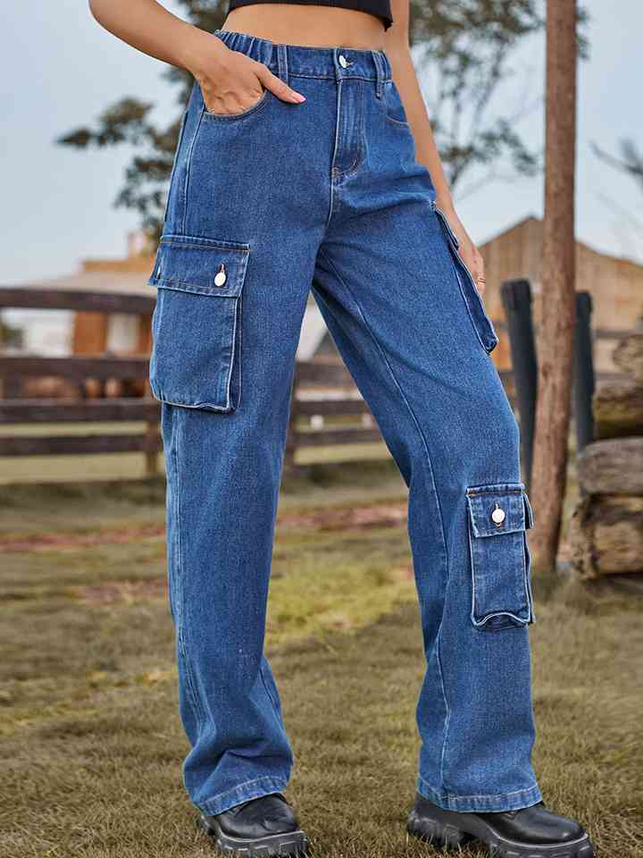 Straight Leg Cargo Jeans - AllIn Computer