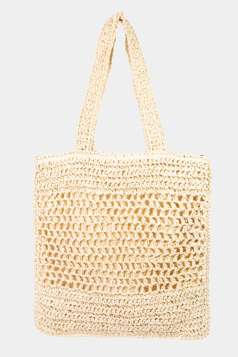Fame Straw-Paper Crochet Tote Bag - AllIn Computer
