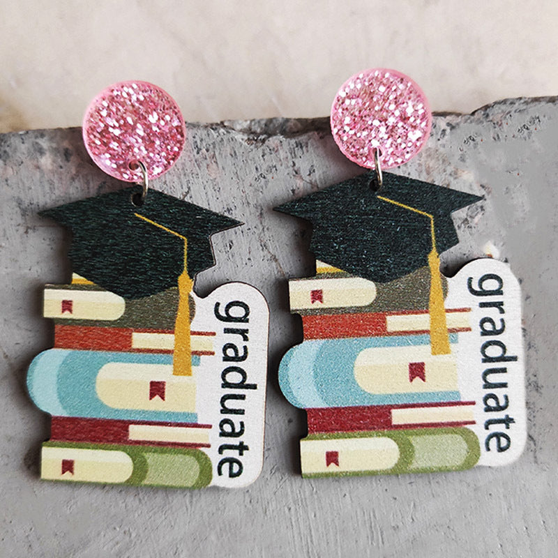 School Theme Wooden Dangle Earrings - AllIn Computer
