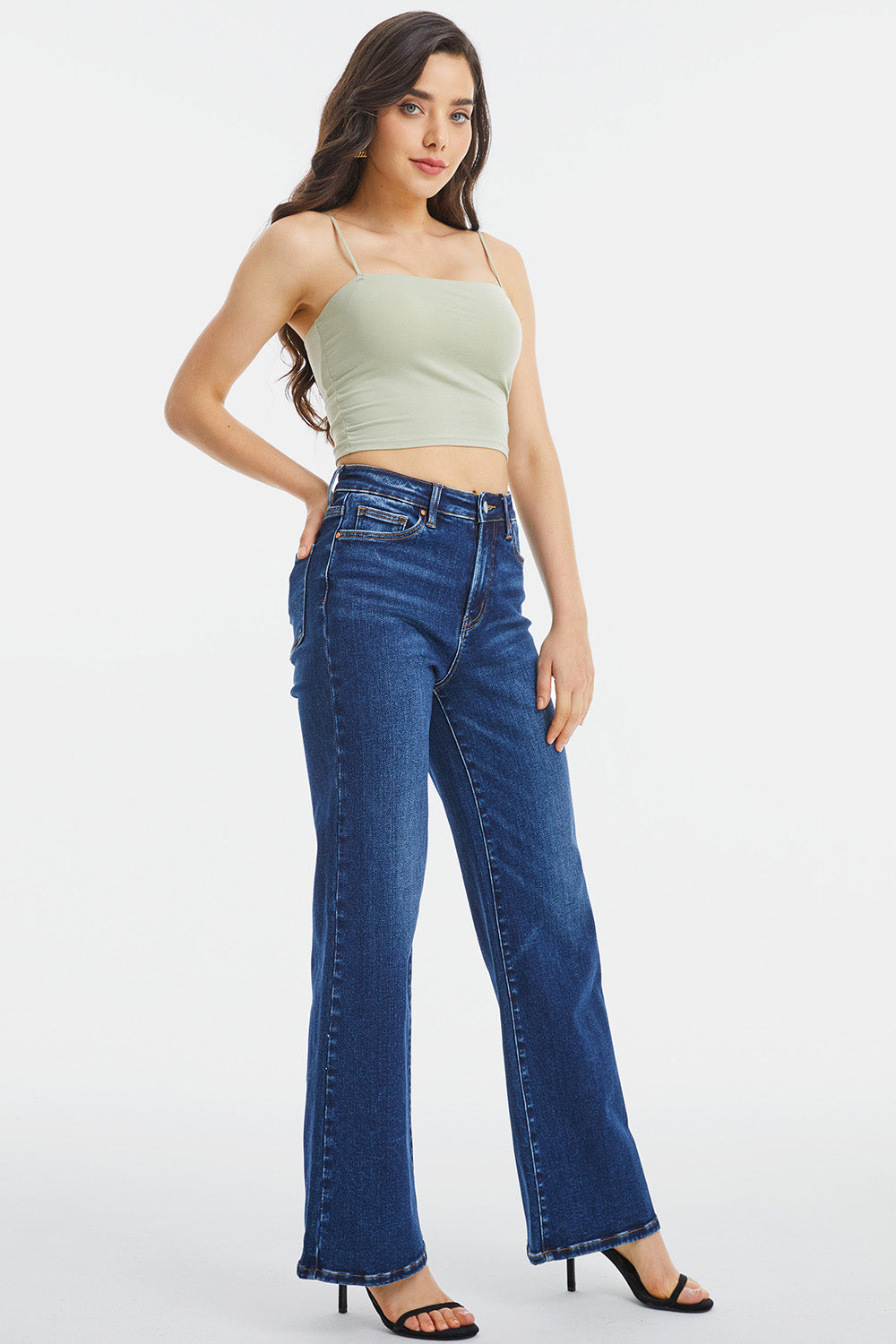 BAYEAS Full Size High Waist Cat's Whisker Wide Leg Jeans - AllIn Computer