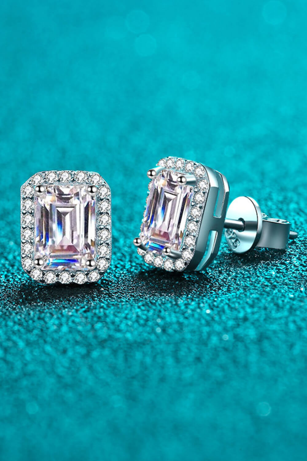 Adored 1 Carat Moissanite Rhodium-Plated Square Stud Earrings - AllIn Computer