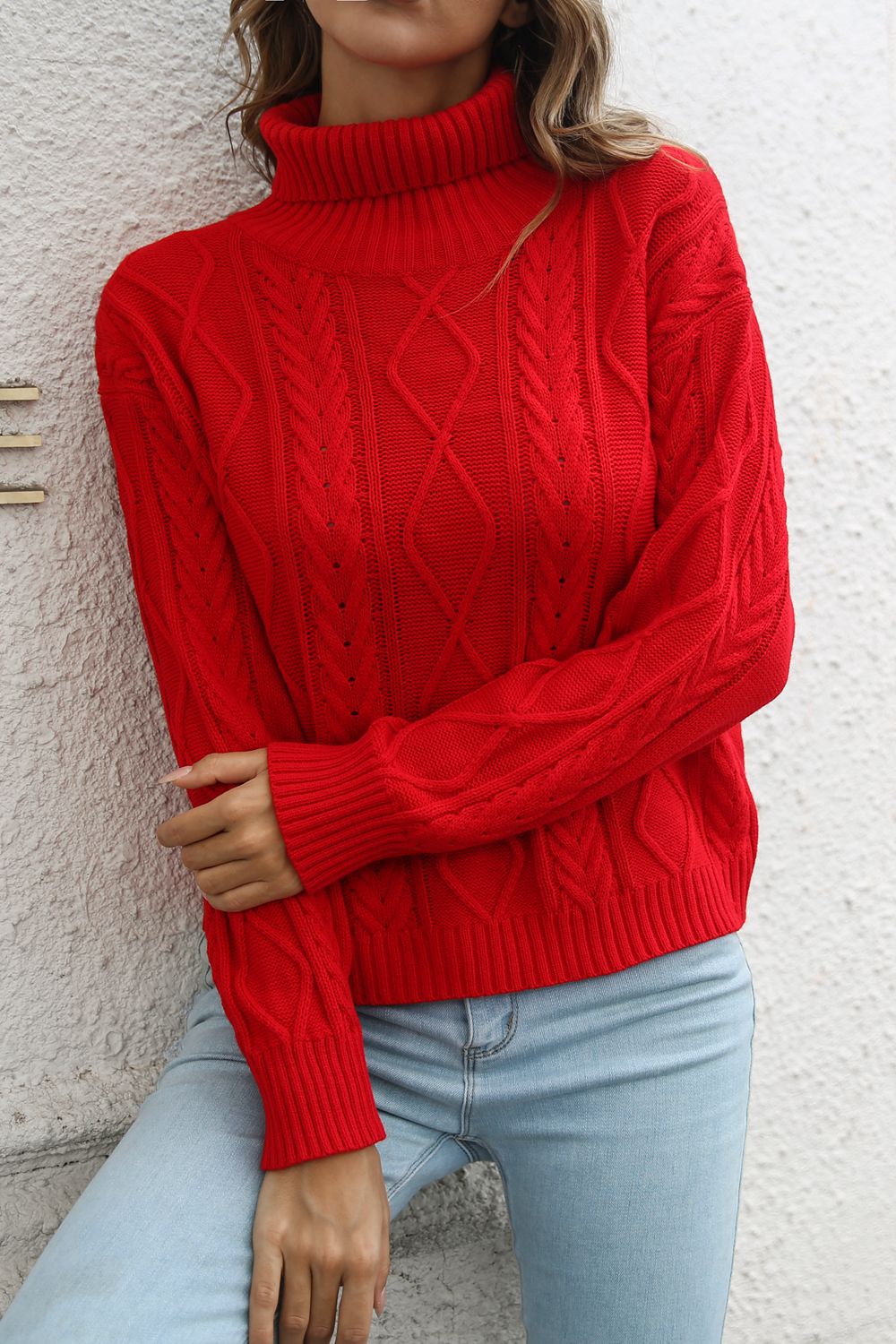 Turtleneck Long Sleeve Sweater - AllIn Computer