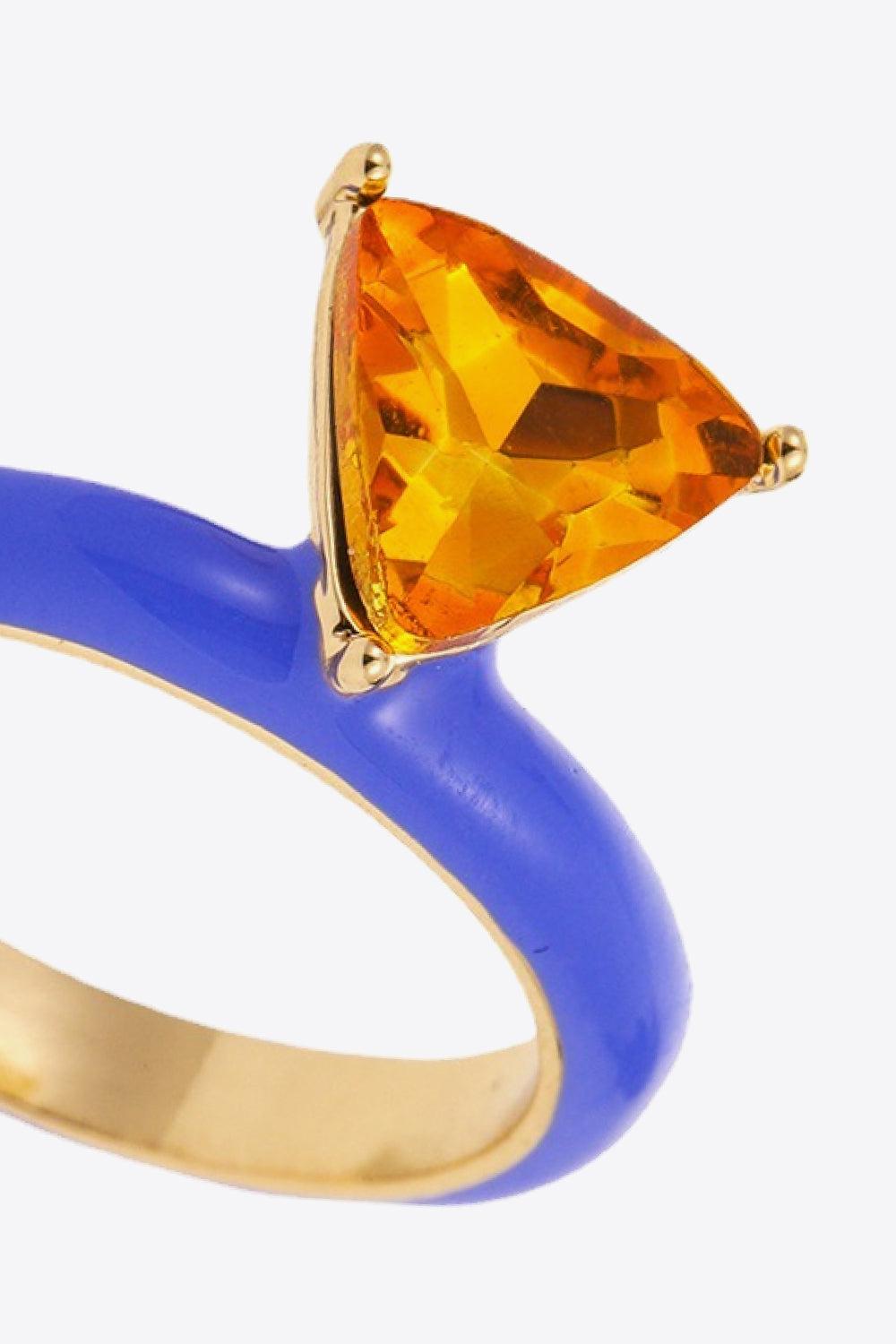 18K Gold Plated Triangle Glass Stone Ring - AllIn Computer