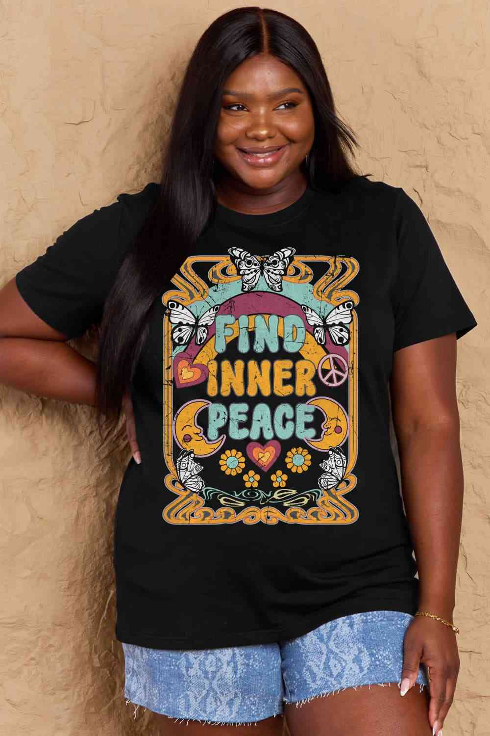 Simply Love Full Size FIND INNER PEACE Graphic Cotton T-Shirt - AllIn Computer