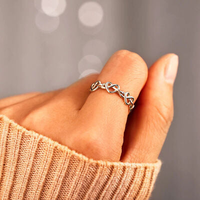 Knotted Hearts 925 Sterling Silver Open Ring - AllIn Computer
