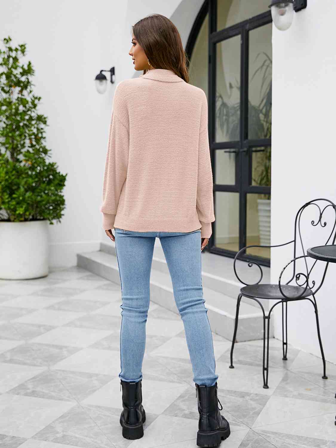 Turtleneck Dropped Shoulder Sweater | CLOTHING,SHOES & ACCESSORIES | dropped shoulder sweater, Ship From Overseas, sweater, Yh | Trendsi