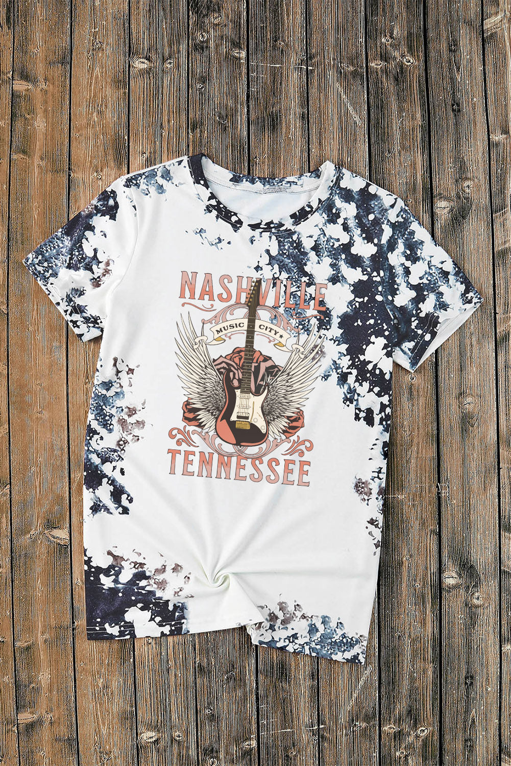 Guitar Graphic Round Neck Short Sleeve T-Shirt - AllIn Computer