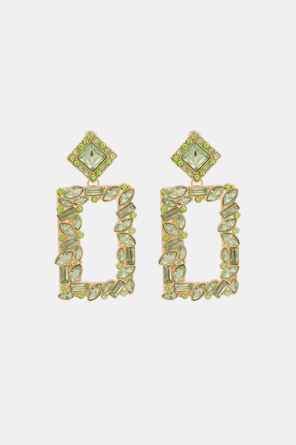 Square Shape Glass Stone Dangle Earrings - AllIn Computer