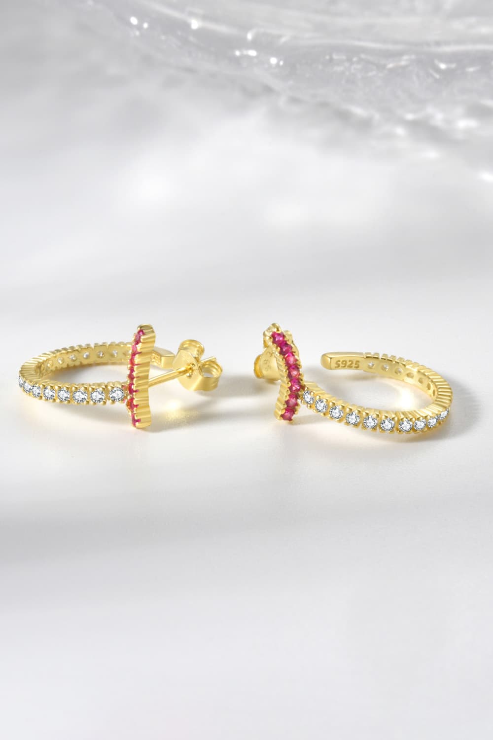 Inlaid Zircon 925 Sterling Silver C-Hoop Earrings - AllIn Computer