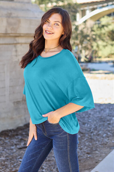 Basic Bae Full Size Round Neck Drop Shoulder T-Shirt - AllIn Computer