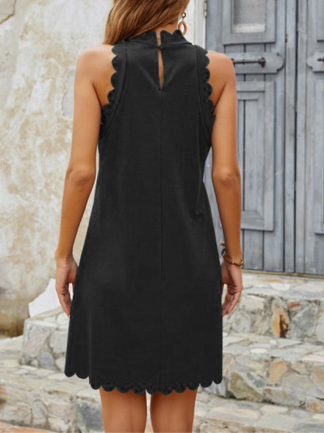Mock Neck Sleeveless Mini Dress - AllIn Computer