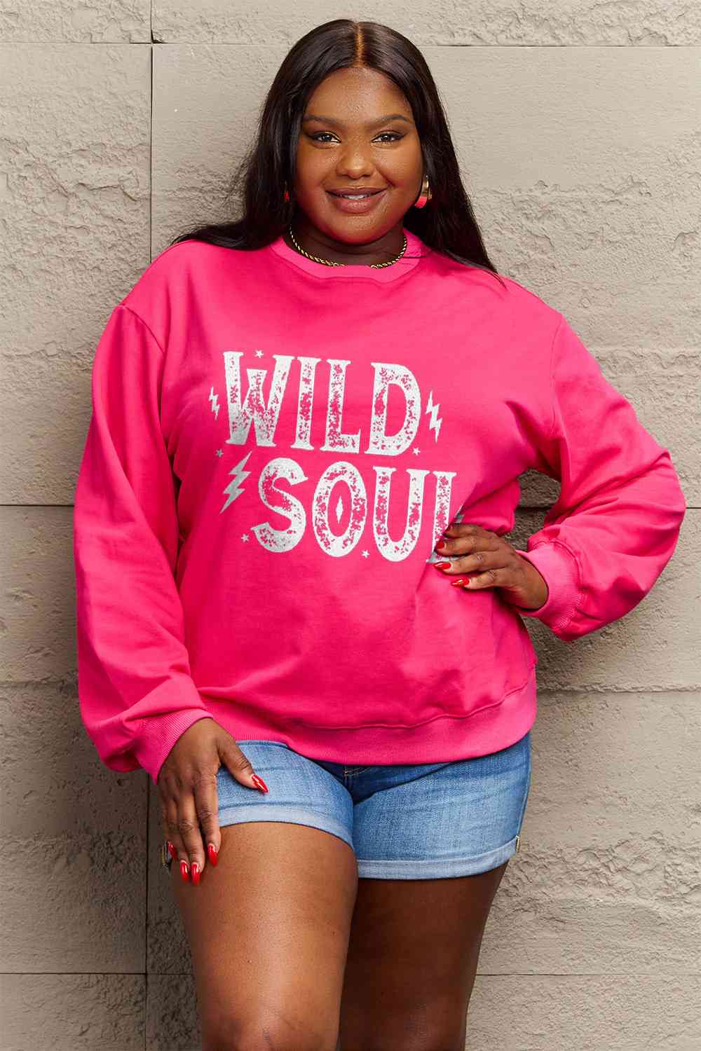 Simply Love Full Size WILD SOUL Graphic Sweatshirt - AllIn Computer
