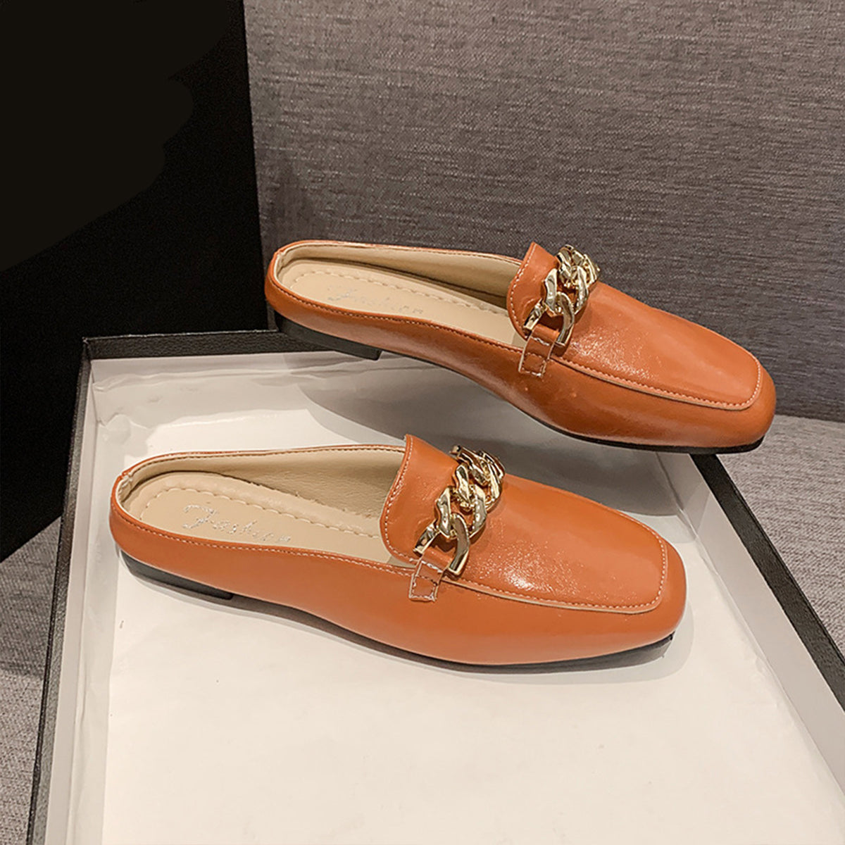 PU Leather Square Toe Flat Loafers - AllIn Computer