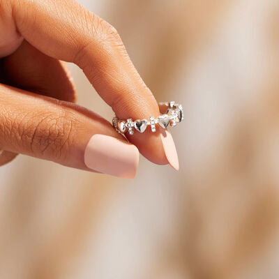 Heart Cross 925 Sterling Silver Ring - AllIn Computer