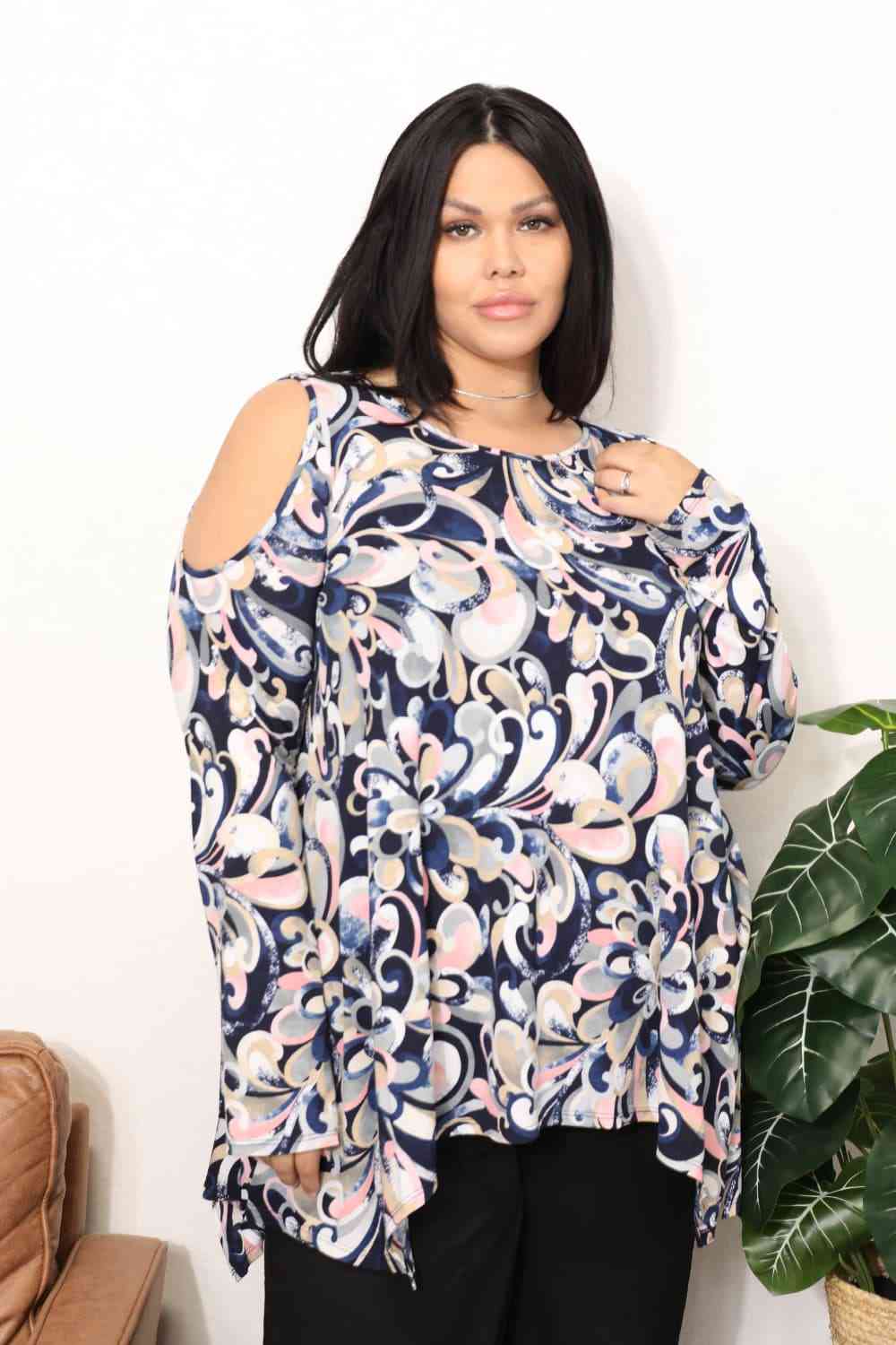 Sew In Love  Full Size Long Sleeve Flower Print Blouse - AllIn Computer