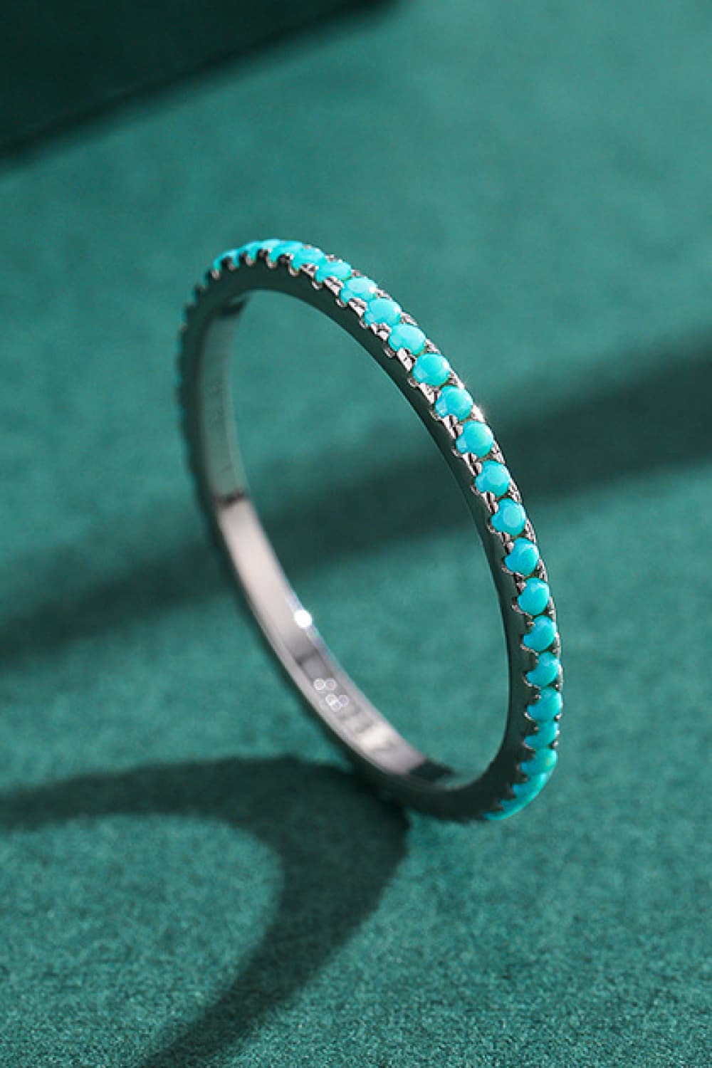 925 Sterling Silver Artificial Turquoise Ring - AllIn Computer