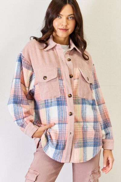 J.NNA Plaid Colorblock Button Down Jacket - AllIn Computer