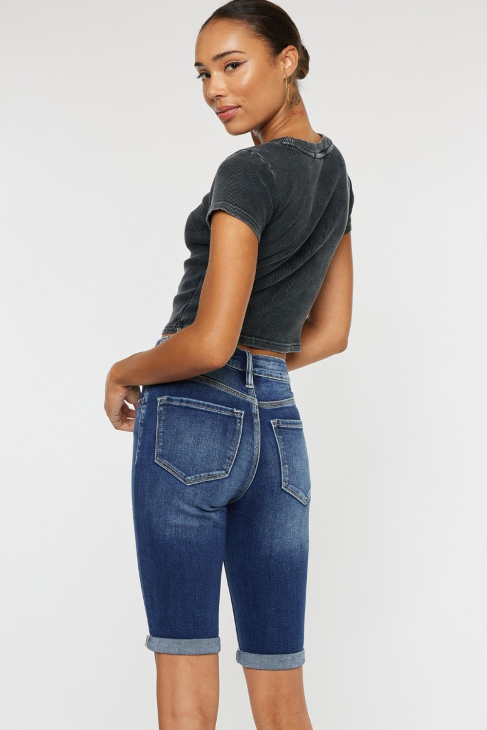 Kancan Full Size Cat's Whiskers Button Fly Denim Shorts - AllIn Computer