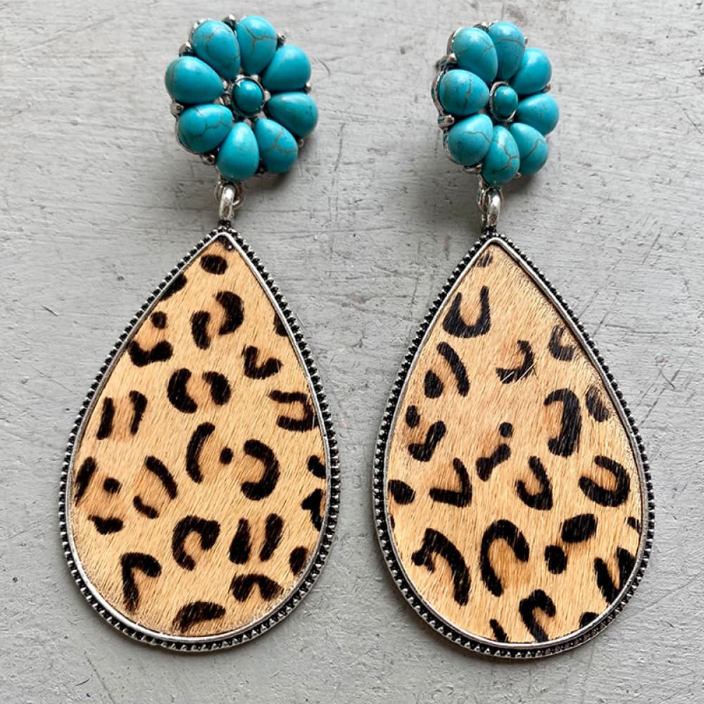 Turquoise Flower Teardrop Earrings - AllIn Computer