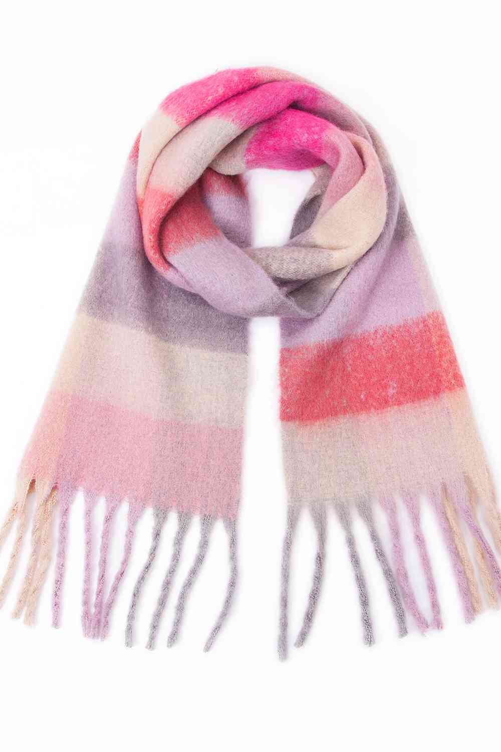 Fringe Detail Polyester Scarf - AllIn Computer