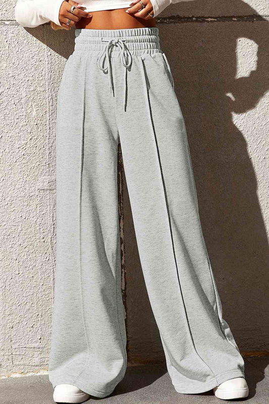 Drawstring Wide Leg Pants with Pockets - AllIn Computer