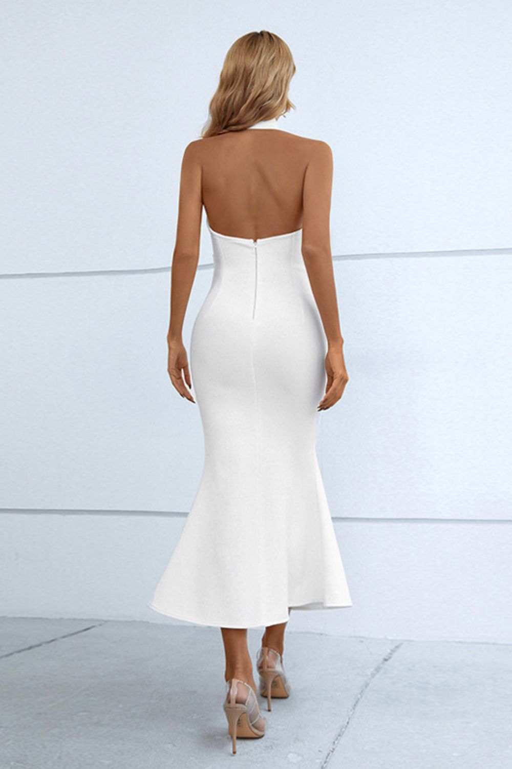 Halter Neck Split Fishtail Bodycon Dress - AllIn Computer