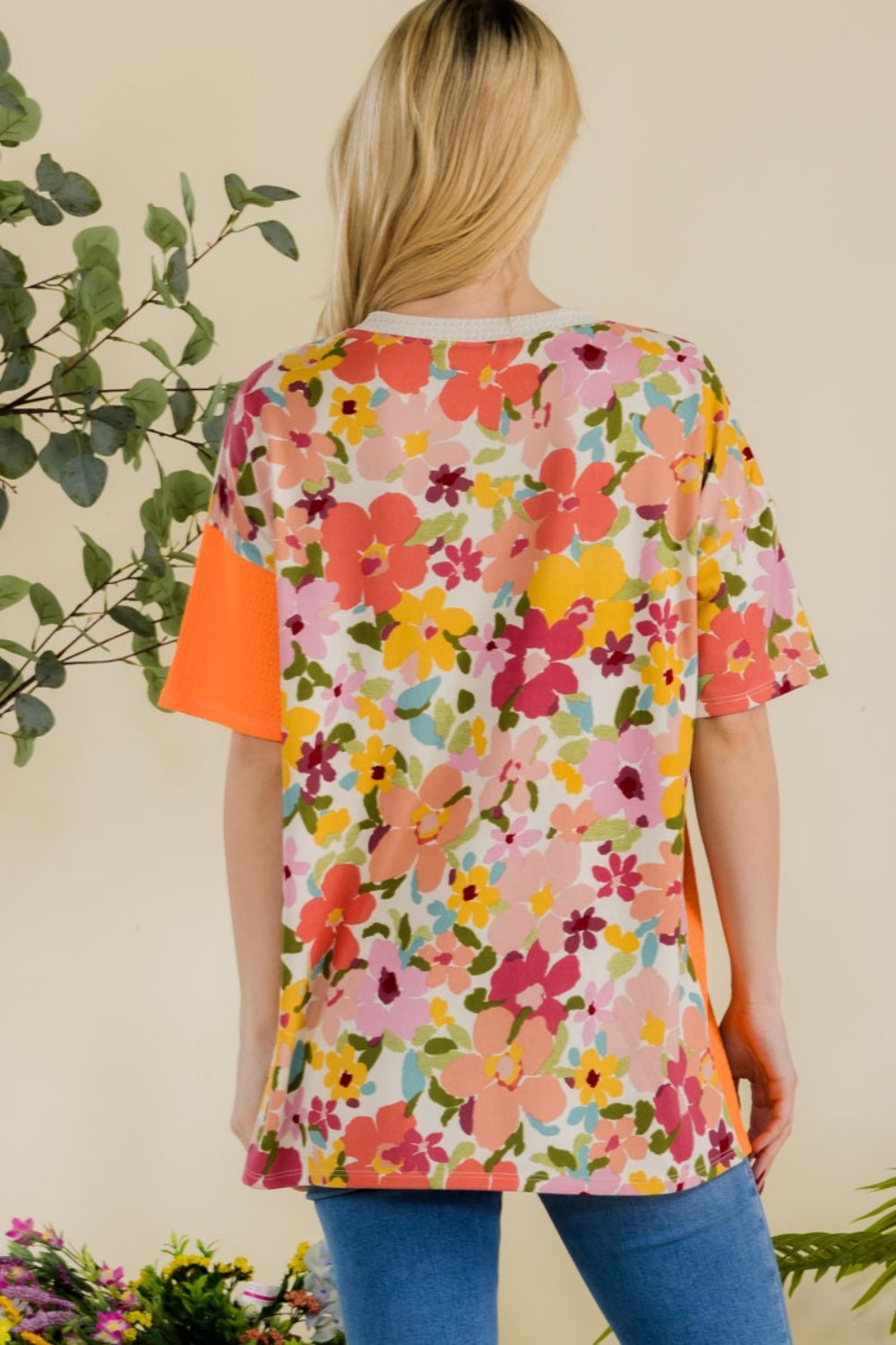 Celeste Full Size Floral Short Sleeve T-Shirt - AllIn Computer