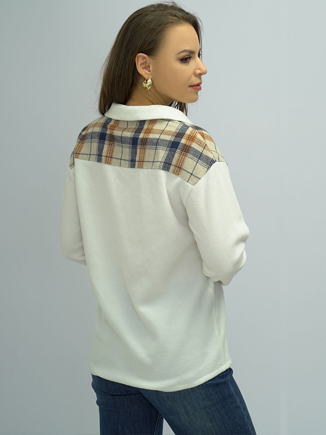 Plaid Dropped Shoulder Shirt - AllIn Computer