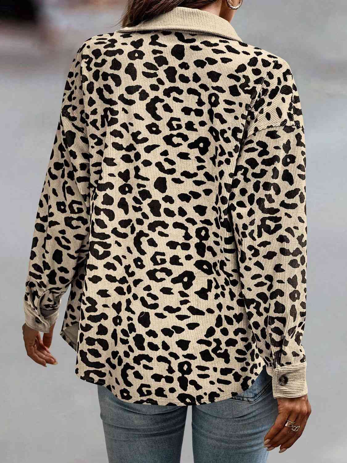Full Size Leopard Buttoned Jacket - AllIn Computer