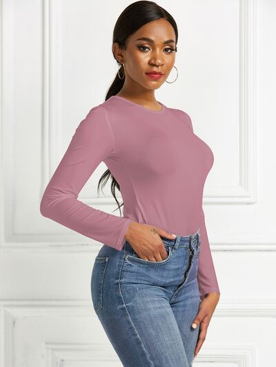 Round Neck Long Sleeve Bodysuit - AllIn Computer