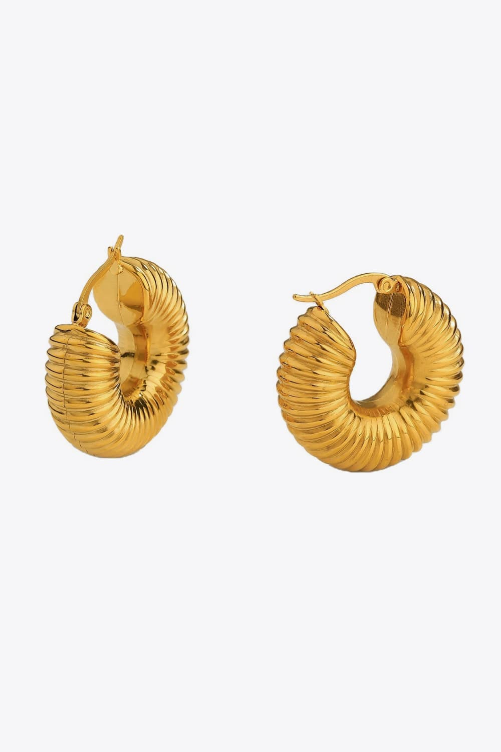 18K Gold-Plated Copper Ribbed Hoop Earrings - AllIn Computer