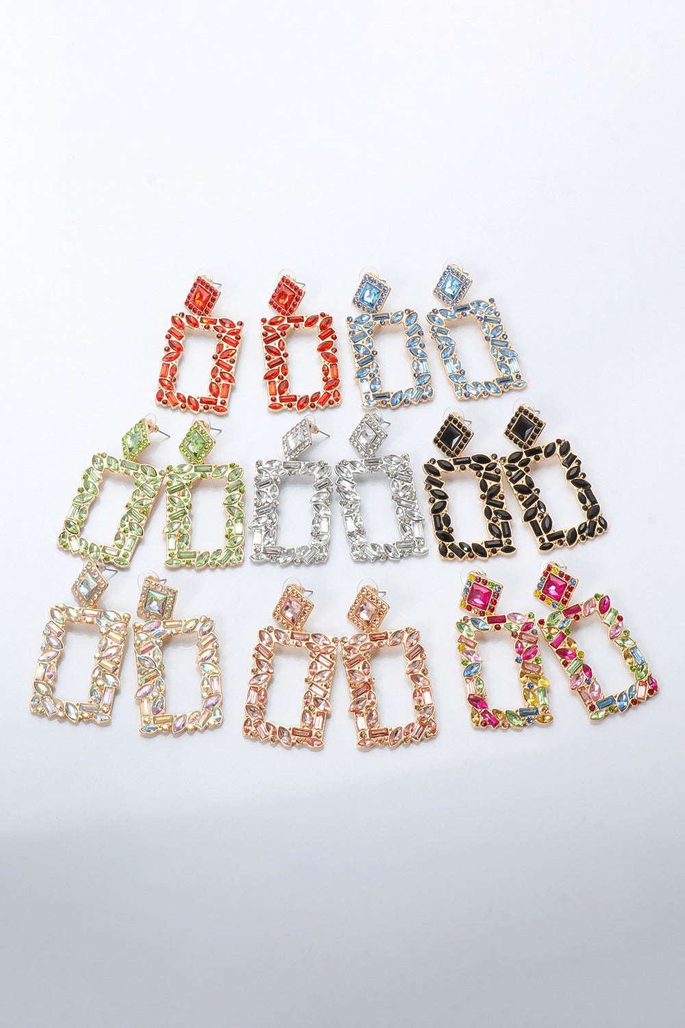 Square Shape Glass Stone Dangle Earrings - AllIn Computer