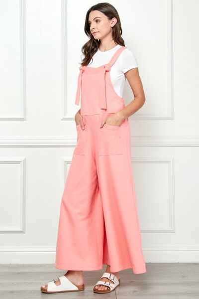 Veveret Wide Strap French Terry Overalls - AllIn Computer