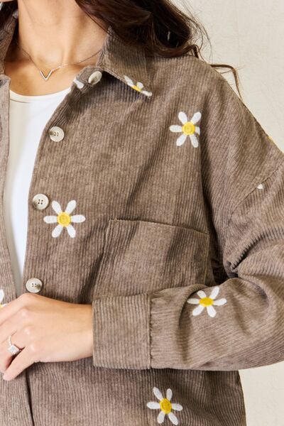 J.NNA Flower Pattern Corduroy Button Down Shirt - AllIn Computer