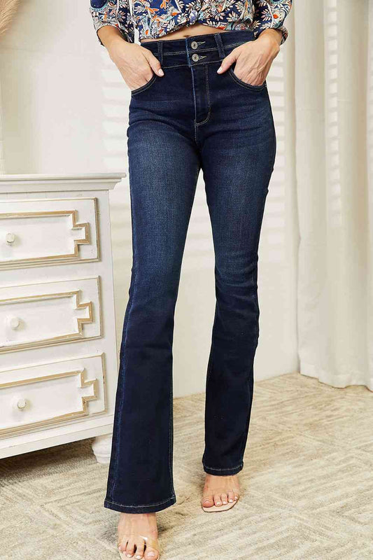 Kancan Full Size High Rise Wide Waistband Bootcut Jeans - AllIn Computer