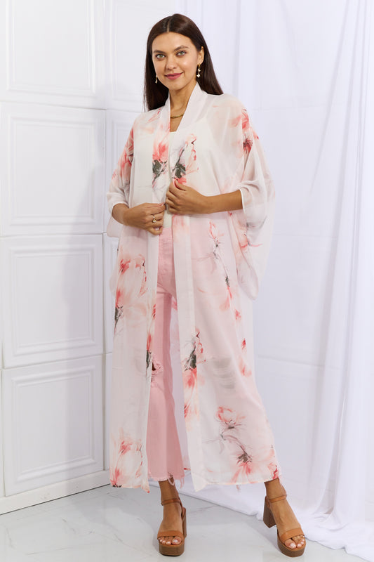 OneTheLand Pick Me Floral Chiffon Kimono Cardigan - AllIn Computer