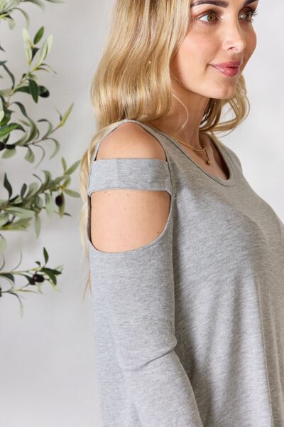 Hailey & Co Cutout Cold Shoulder Long Sleeve Top - AllIn Computer