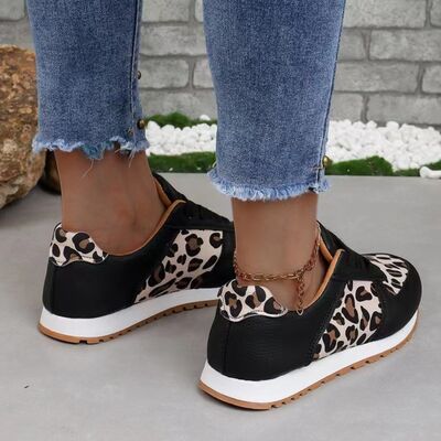 Tied Printed PU Leather Athletic Shoes - AllIn Computer