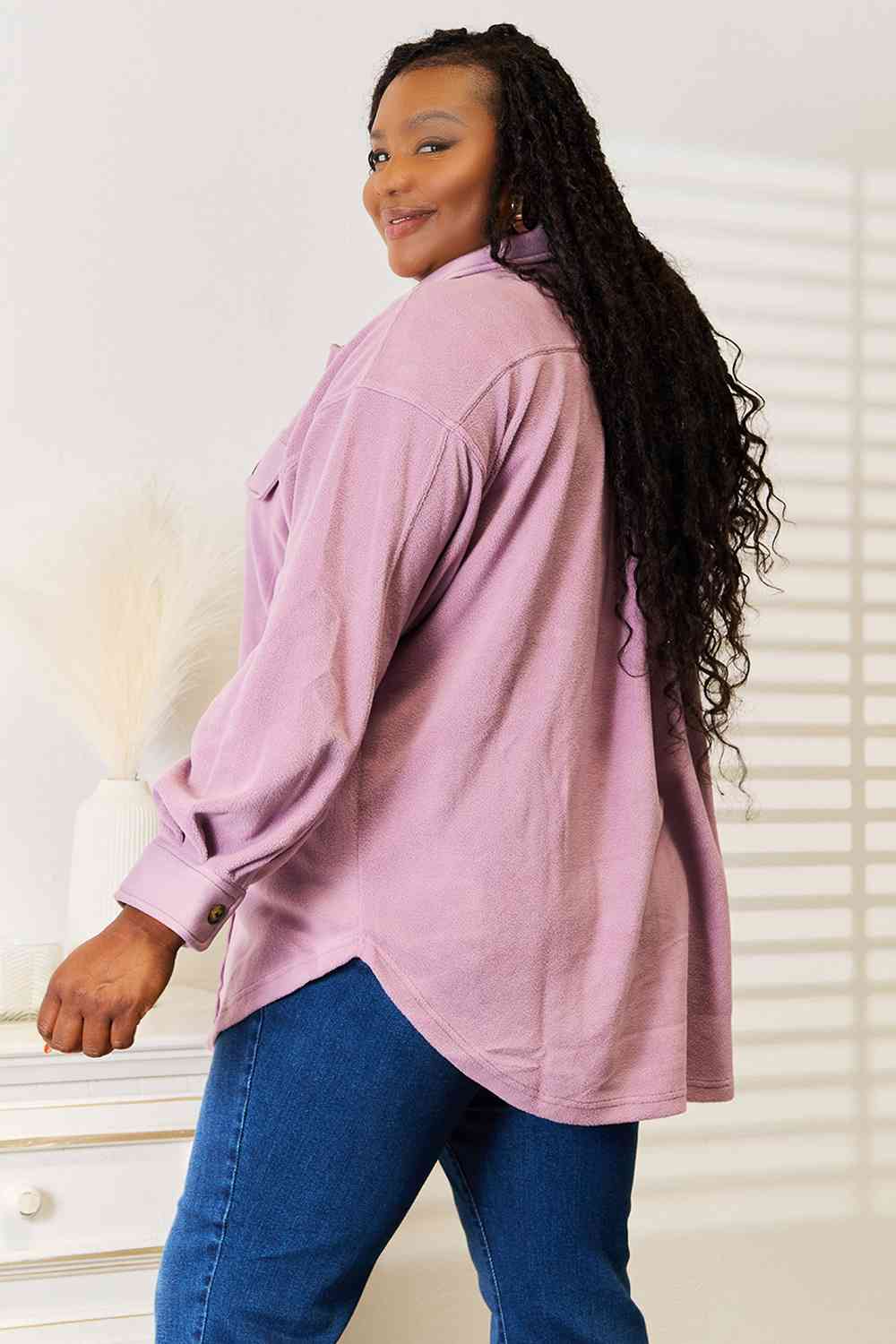 Heimish Cozy Girl Full Size Button Down Shacket - AllIn Computer