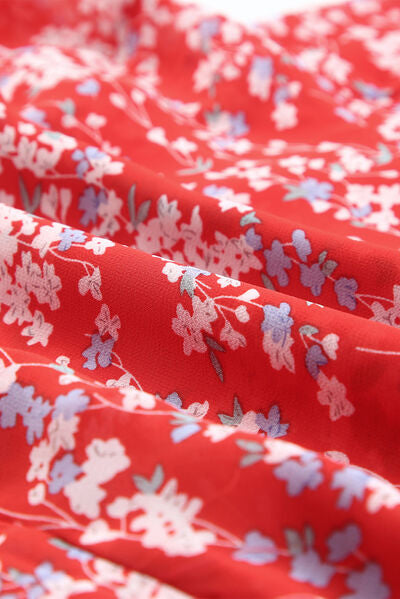 Printed Surplice Balloon Sleeve Layered Dress - AllIn Computer