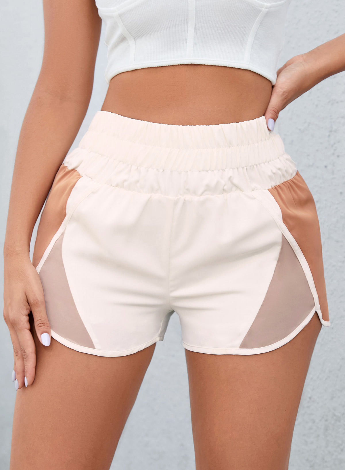 Color Block Wide Waistband Shorts - AllIn Computer