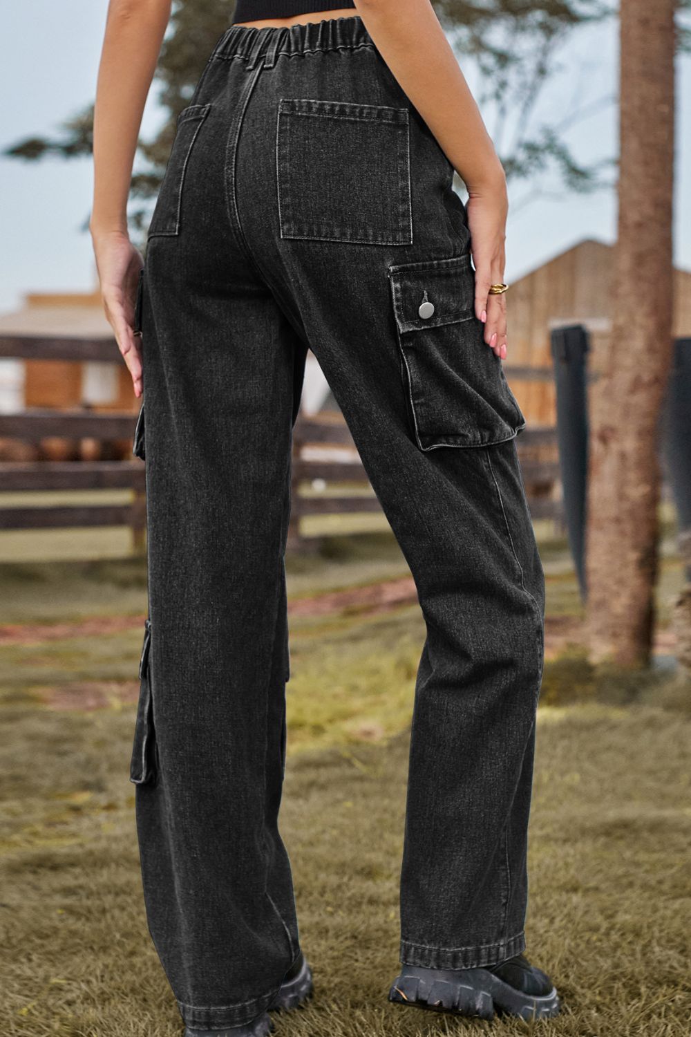 Loose Fit Long Jeans with Pockets - AllIn Computer